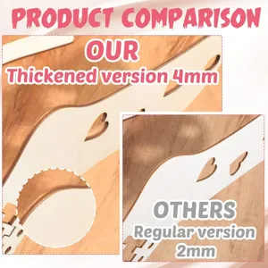 Wooden sock blocker detail comparison showing 4mm thickened and 2mm regular wooden models.