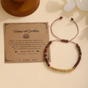 Pulsera trenzada de piedra natural y cuentas de acero inoxidable regalo de cumpleaños