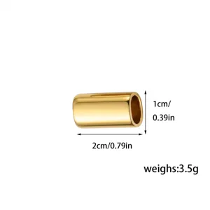 Golden stainless steel tube jewelry component detail, DIY bracelet accessory 2x1cm 3.5g