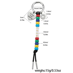 Graduation keychain 2026 compass metal heart pendant colorful beaded key ring gift