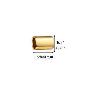 Close-up detail of golden stainless steel geometric tube DIY jewelry accessory component.
