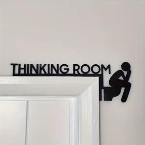 Metal Wall Hanging Sign Funny Thinker Silhouette Decor Modern Minimalist Thinking Room Plaque For Home Bathroom