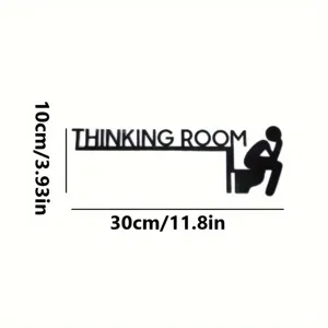 Black metal wall art sign thinking room toilet door decor home office minimalist hanging