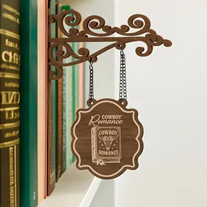 Hölzerner Bücherregal Einsatz Buchwinkel dekoratives Lesezeichen Schild mit graviertem Cowboy Design