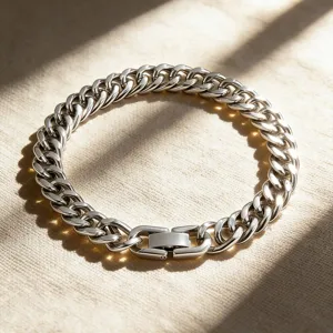 Edelstahl Kubanische Kette Armband für Damen und Herren, Hip-Hop Punk Stil Schmuck