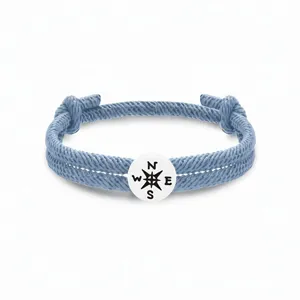Blaues geflochtenes Seil Kompass Armband Charm Mode minimalistischer Stil Geschenk Großhandel