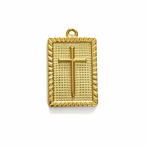 Colgante cruz cuadrada de acero inoxidable dorado collar accesorio de moda imagen principal