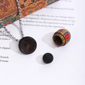 Edelstahl Halskette Holz Duftöl Diffusor Medaillon Aromatherapie Schmuck Geschenke