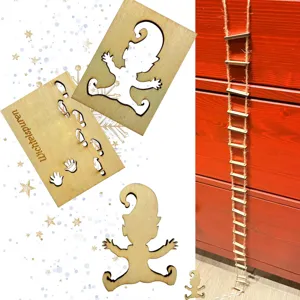 Wooden Christmas Gnome Footprint Stencil Set Elf Foot Template DIY Crafts Home Party Decoration Holiday Accessories