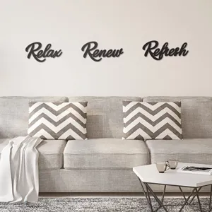 Cartelli da parete in legno Relax Renew Refresh per decorazione soggiorno e bagno