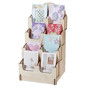 4-Niveaus Houten Kaart Display Standaard Bureau Wenskaart Houder Multifunctioneel