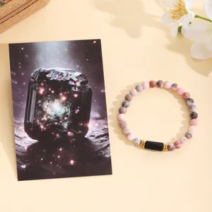 Minimalist Natural Stone Beaded Bracelet For Women Geometric Elegant Tourmaline Healing Crystal Stretch Bracelet Fashion Jewelry Gift