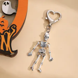 Pendentif Squelette Crâne Lumineux Porte-Clés Cœur Gothique Alliage Sac Charme Bijou Cadeau