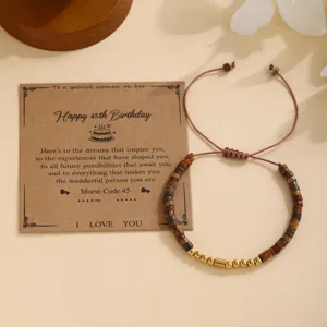 Pulsera trenzada de piedra natural con tarjeta de cumpleaños regalo de mujer joya