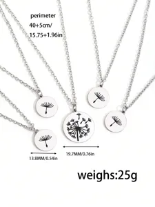 Ensemble de collier pendentif pissenlit en acier inoxydable avec détails de longueur et poids