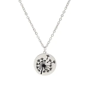 Collier pendentif rond pissenlit en acier inoxydable bijoux de mode pour tous