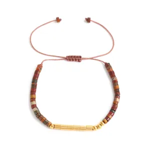 Pulsera trenzada de piedra natural código Morse cuentas ajustables regalo de cumpleaños mujer