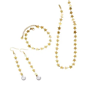 Set di gioielli con stelle in acciaio inossidabile collana bracciale orecchini donna