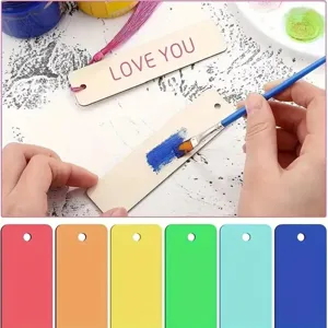 Segnalibri fai da te in legno con nappe, fette di legno grezzo per pittura e artigianato