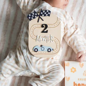 Newborn monthly milestone wooden sign, baby growth recording prop for newborn photography.