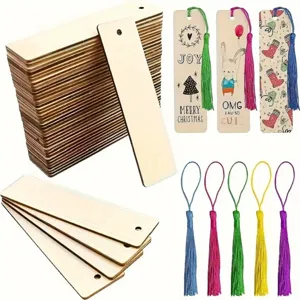 Segnalibri Vuoti In Legno Con Nappe Colorate Artigianato Fai Da Te Fette Di Legno Etichette Regalo