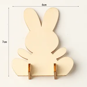 Wooden Easter bunny cut out rabbit craft detail showing 6cm width and 7cm height dimensions.