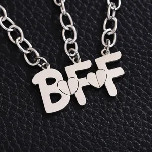 Stainless steel BFF letter split heart friendship necklace keyring jewelry gift for best friends