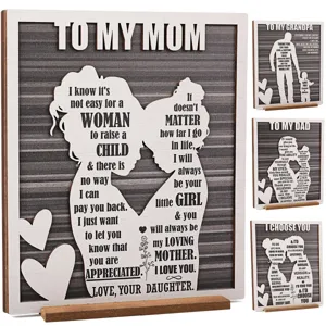 Hölzernes Geschnitztes Familienornament Mit Sockel Vater Mutter Tag Geschenk Geburtstag Party Heimdekoration Desktop Holzhandwerk