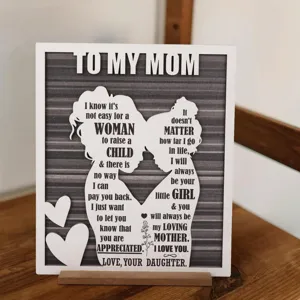 Hölzernes Mutter Tochter Schild graviertes Geschenk zum Geburtstag Deko Wohnkultur