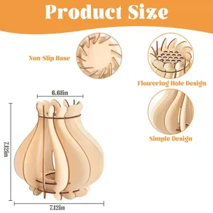 Vase puzzle en bois support de présentation arrangement floral décoration de bureau