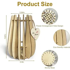 Support de disposition florale en bois et présentoir de vase avec trous pour la décoration.