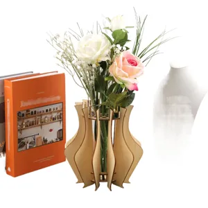 Vase à fleurs en bois puzzle décoration de bureau support de fleurs pour maison article