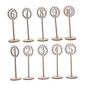 Set numeri tavolo in legno, insegne intagliate al laser da 1 a 10 con base per decorazioni.