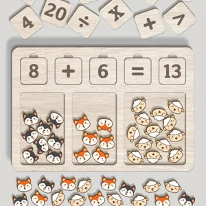 Jouet Puzzle Éducatif de Comptage Mathématique en Bois pour Enfants Apprentissage Précoce Blocs de Calcul de Nombres