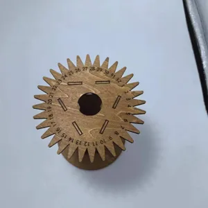 Wooden Kumihimo braiding disk tool, circular gear design with numbered slots 1-32 detail.