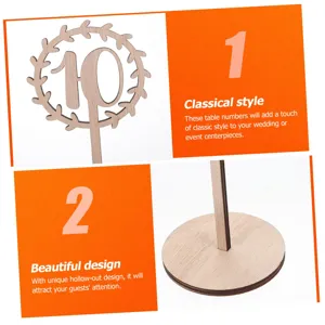 Numero da tavola in legno con design cavo, perfetto per i centrotavola di feste nuziali.