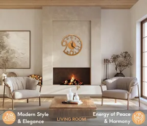 Reloj de pared de madera artístico moderno con diseño hueco único para decoración de sala elegante.