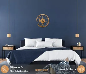 Reloj de pared de madera moderno con diseño recortado, decoración elegante para el dormitorio.