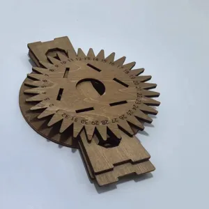 Wooden Kumihimo disc detail, DIY cord weaving tool with numbered slots for handmade crafts.