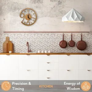Reloj de pared de madera artístico moderno con números romanos huecos únicos para el hogar.