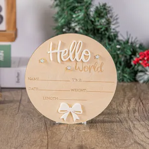 Segnale di annuncio neonato in legno pietra miliare bambino regalo battesimo foto