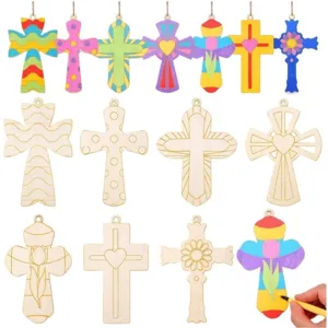 Pendentifs croix baptême en bois non finis DIY enfants peinture graffiti déco maison