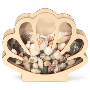 Scatola portaoggetti conchiglia di legno decorazione spiaggia display ornamento vista principale