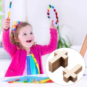 Croix en bois non peintes pour enfants DIY peinture artisanat, pièces en bois naturel.