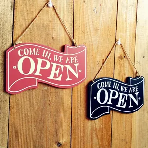 Vintage Holzschild Open zweiseitiges Hängeschild Türschild für Geschäft Café Bar Dekor