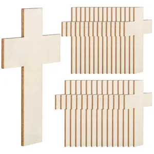 Croix en Bois Naturel Tranches de Bois Brutes pour Peinture d'Enfants Bricolage Artisanat Ornements en Bois Décoration de la Maison Fournitures d'Art
