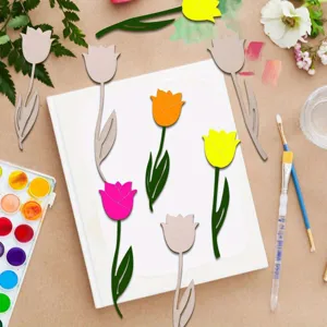 Pieces de fleurs de tulipes en bois pour bricolage peinture enfant et decoration.