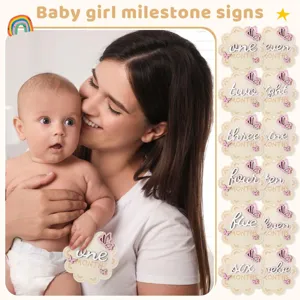 Hölzerne Baby Monats Meilenstein Karten mit Schmetterling Design für Neugeborenen Fotos.