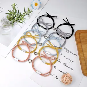 Magnetische Partnerarmbänder mit geflochtenem Seil und süßem Schleifendesign, perfekter Schmuck.