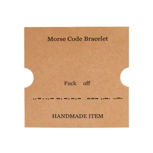Morse code bracelet display card kraft paper handmade novelty jewelry packaging minimalist.